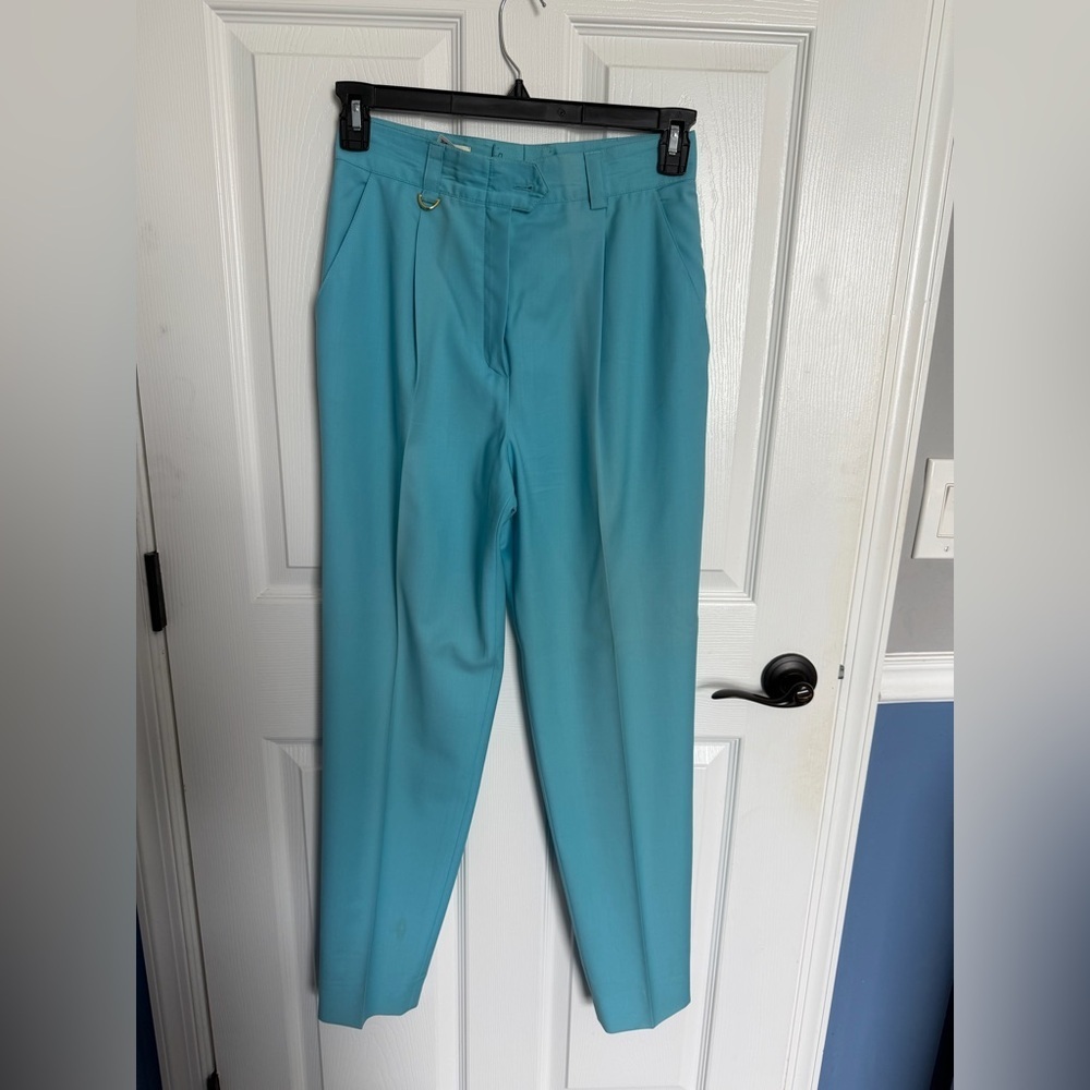 Escada Margaretha Ley Turquoise 100% Virgin Wool Size 38